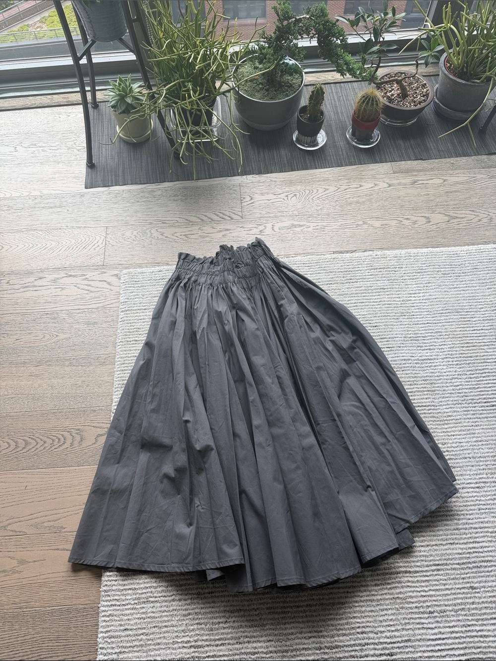Ammo Women’s Charcoal Gray Full Midi Skirt with Elastic Waist